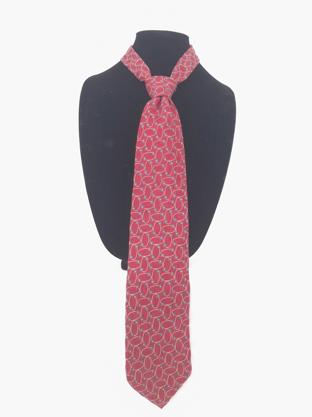 ✨Vintage Harold Powell 100% Silk Red Geometric Medallion Tie Preppy Ivy League✨